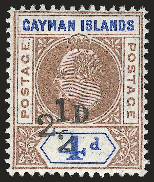 CAYMAN ISLANDS, 1908, 2-12p on 4p Brown & Blue, Provisional Surcharge (20 SG 35).> Lightly hinged, Fine, SG £1,700