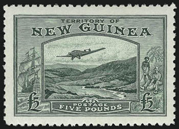 NEW GUINEA, 1935, £2 & £5 Goldfields (C44-C45 SG 204-205).> Faintly hinged, Extremely Fine, SG £800