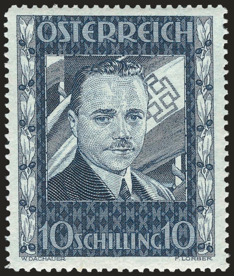 AUSTRIA, 1936, 10sh Dollfuss (380).> Lightly hinged, Very Fine