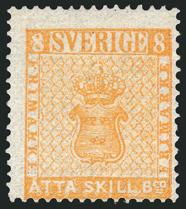 SWEDEN, 1855, 8s Red Orange (4).> Unused (no gum), bright color, Fine