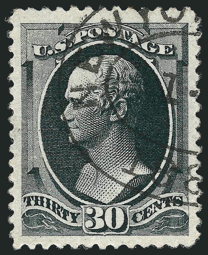 30c Full Black (190).> Intense shade and impression, gorgeous centering with unusually wide margins, well-struck New York oval registry cancel, fresh and Extremely Fine, a superb stamp in every respect, purple
backstamp, with 1992 A.P.S. and 1986 P.F