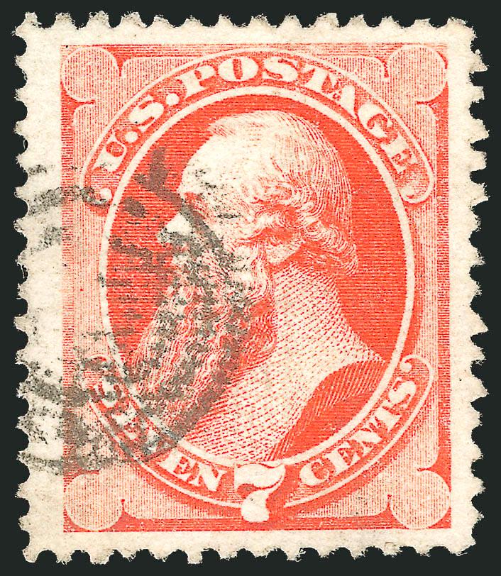 7c Vermilion, Grill (138).> H. Grill, clear grill points, brilliant color on bright paper, neat target cancel, wide margins, Extremely Fine Gem, a huge stamp, with 2001 P.F. and P.S.E. certificates
