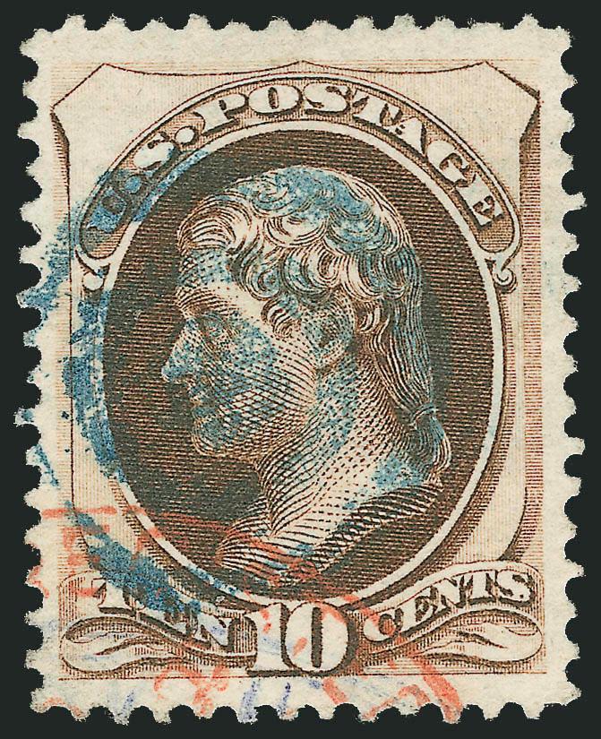 10c Brown (161).> Enormous margins, detailed impression, <blue target> and part of <red> transit cancels, Extremely Fine Gem, a phenomenal stamp, with 1990 P.F. certificate