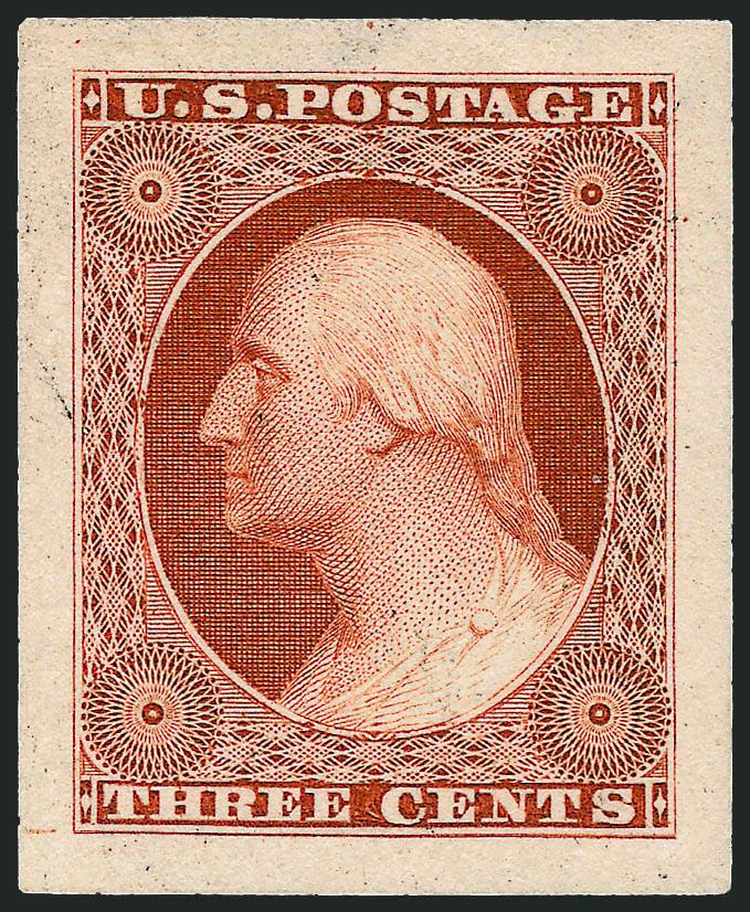 3c Orange Brown, Ty. I, Panama-Pacific Small Die Proof (41P2a).> Very scarce and seldom seen shade which is clearly Orange Brown, Very Fine