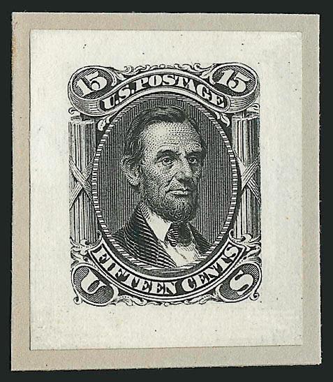 2c Black, 3c Scarlet, 15c Black, Small Die Proofs (73P2-74P2, 77P2).> On small gray cards from a Roosevelt album, Extremely Fine