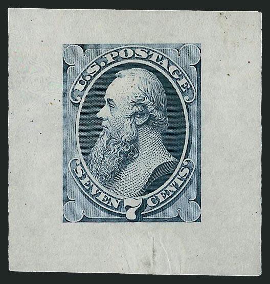 7c Stanton, Goodall Small Die Trial Color Proofs on India (160TC1).> Complete set of five different colors, each approximately 35 x 38mm, one with tiny trivial natural India paper translucency, Very Fine
