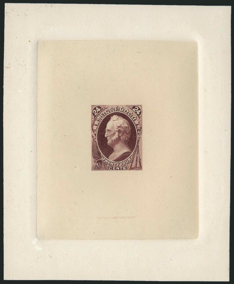 7c-24c 1873 Bank Note Issue, Large Die Proofs (160P1, 162P1, 164P1).> Two shades of the 24c, die sunk on cards, approximately 85 x 90mm, Extremely Fine