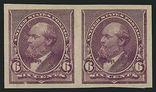 4c-6c 1890 Issue, Trial Color Plate Proofs on Gummed Wove Paper (222TC4-224TC4).> Horizontal pairs, four, three and two different respectively, incl. unlisted 4c and 5c in Rose Brown, one 6c small faults and
one 5c trivial flaws, otherwise Very Fine-