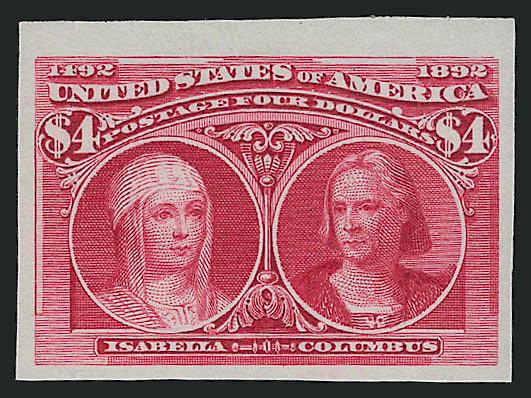 1c-$4.00 Columbian, Plate Proofs on India (230P3-231P3, 233P3-240P3, 242P3-244P3).> 29 singles, one to five of each, remarkably fresh throughout, two 2c close to touch one side, two 50c some faults, otherwise
virtually all Extremely Fine incl. all se