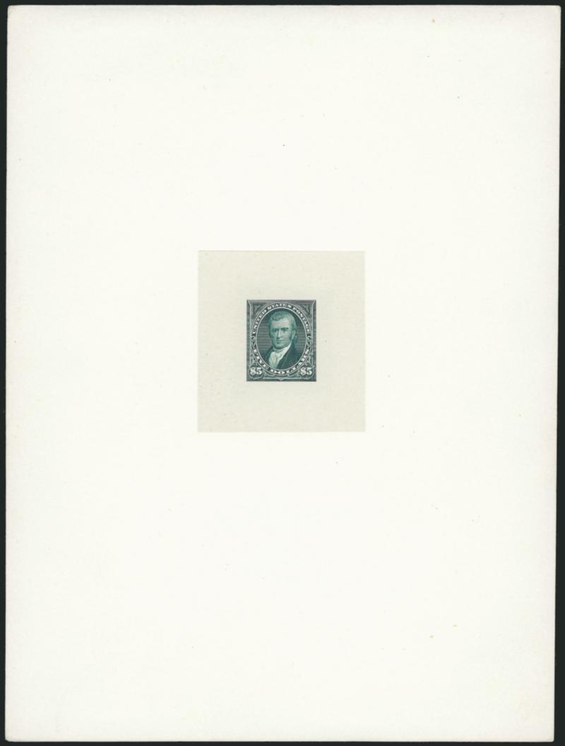 1c-$5.00 1894 Issue, Large Die Proofs (246P1-247P1, 250P1, 253AP1-263P1).> On 150 x 200mm cards, virtually all die sunk ($1.00 and $5.00 affixed directly), four with minor toning (only two of the four proofs
affected), otherwise Very Fine