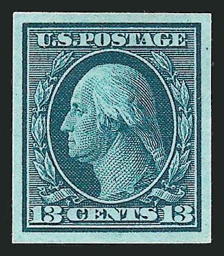 13c Sea Green on Pale Blue, Large Die Trial Color Proof on Wove (339TC1).> Reduced to stamp size, Very Fine, listed but unpriced