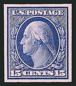 15c Dark Blue on Pink, Large Die Trial Color Proof on Wove (340TC1).> Reduced to stamp size, Very Fine, listed but unpriced (this is probably the Blue on Pink listing, color is definitely Dark Blue)