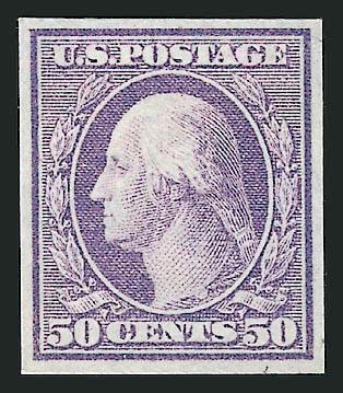 50c Lilac on Pale Blue, Large Die Trial Color Proof on Wove (339TC1).> Reduced to stamp size, Very Fine, listed but unpriced (this is possibly the Light Blue paper listing)