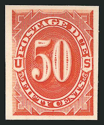 1c-50c Postage Due, Atlanta Trial Color Proofs (J1TC-J7TC).> Complete set less Black color, Very Fine-Extremely Fine