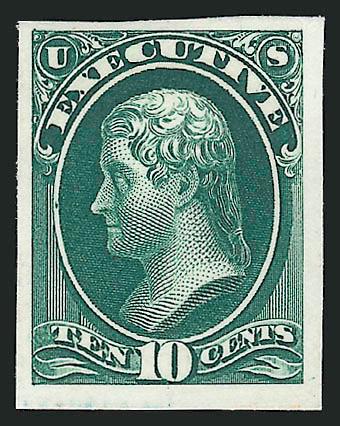 1c-90c Executive, Atlanta Trial Color Plate Proofs (O10TC-O14TC).> Complete less Scarlet color, Very Fine-Extremely Fine