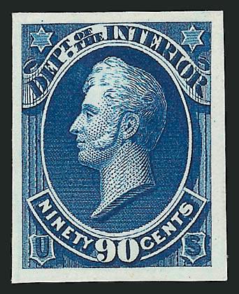 1c-90c Interior, Atlanta Trial Color Plate Proofs (O15TC-O24TC).> Complete sets in Brown, Blue and Green, Very Fine-Extremely Fine