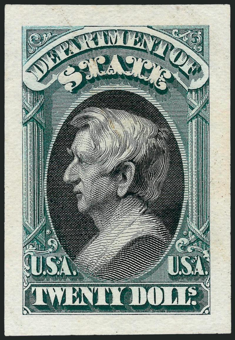 $2.00-$20.00 State, Small Die Proofs (O68P2-O71P2).> From a Roosevelt book, off gray card, Extremely Fine