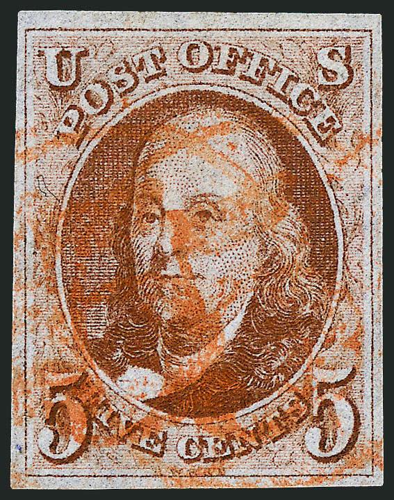 5c Red Brown (1).> Full and even margins, bright shade, two strikes of <red 5 in oval> cancel, fresh and Very Fine, with 1999 P.F. certificate