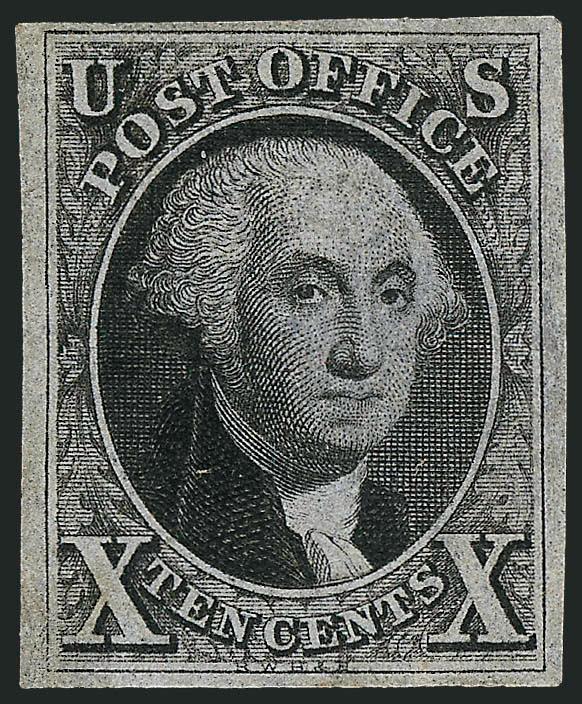 10c Black (2).> Unused (regummed), ample to large margins, small repair at top<><>^VERY FINE APPEARANCE. AN ACCEPTABLE AND ATTRACTIVE LOOKING EXAMPLE OF AN UNUSED 10-CENT 1847 ISSUE.^<><> With 2002 P.S.E.
certificate