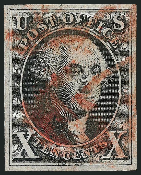 10c Black (2).> Large even margins all around, red cancel and clear impression, Extremely Fine, with 2008 P.S.E. certificate (XF 90 SMQ $2,050.00)