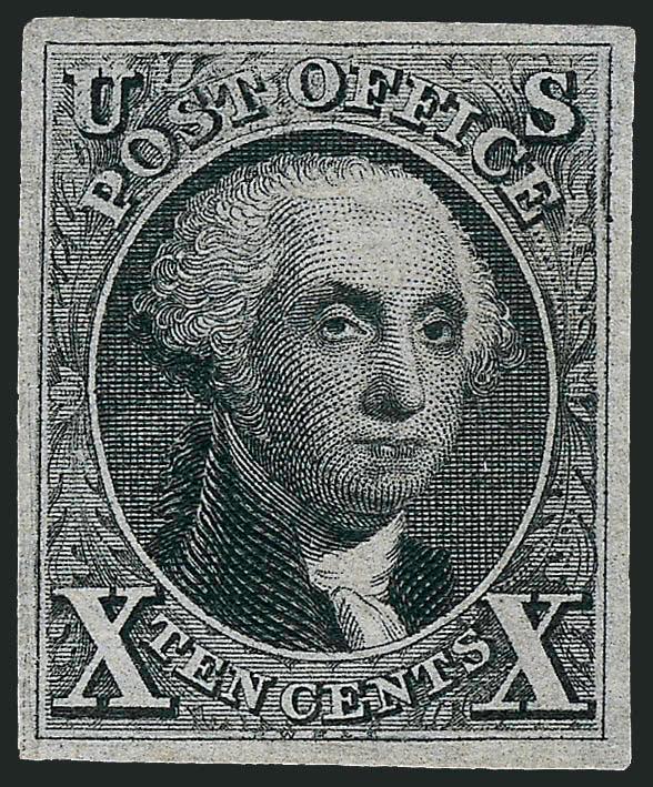 10c Black, Reproduction (4).> Large balanced margins, intense color, Extremely Fine, with 1991 P.F. and 2008 P.S.E. certificates (VF-XF 85 SMQ $1,200.00)