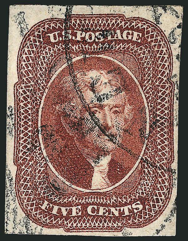 5c Red Brown (12).> Large margins to full, brilliant color, New Orleans circular datestamps, Very Fine and choice, a pretty stamp, ex Mayer
