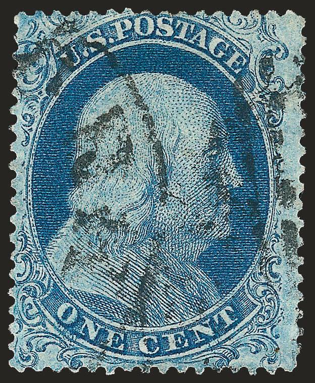 1c Blue, Ty. I (18).> Plate 12, bright color, neat strike of circular datestamp, Fine, signed Ashbrook