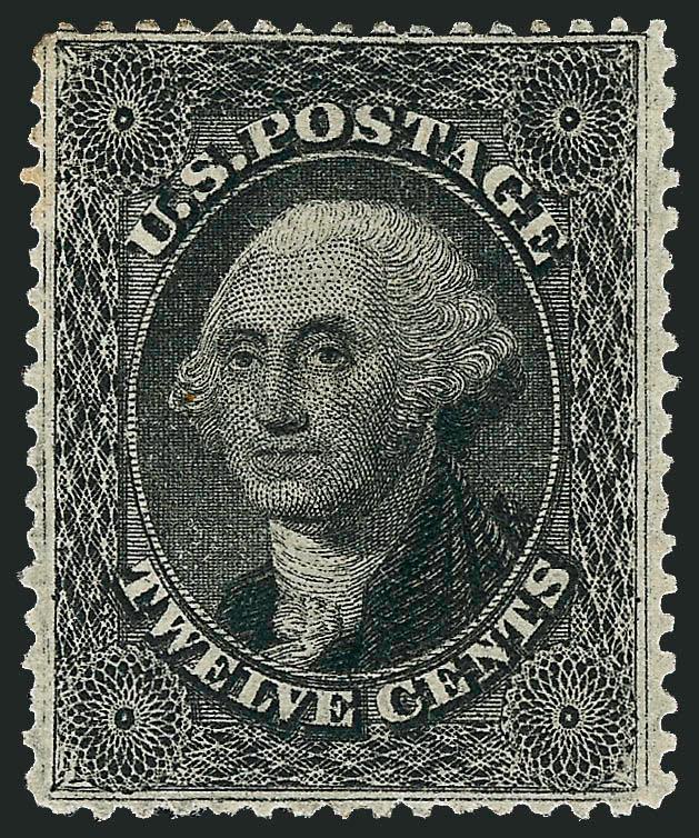 12c Black, Plate 3 (36b).> Unused (no gum), nicely centered for this tightly-spaced issue, intense color, Very Fine, with 2008 P.F. certificate (VF 80 SMQ $315.00)