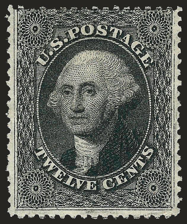 12c Black, Plate 3 (36b).> Unused (no gum), intense shade and impression, three enormous margins, Fine