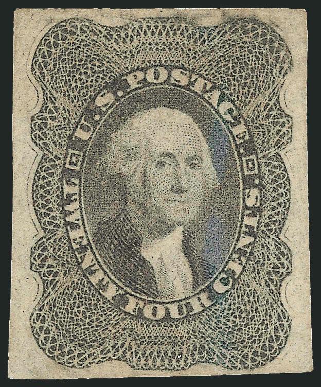24c Lilac, Imperforate (37c).> Without gum as issued, margins all around, wide at sides, fresh color, Very Fine and choice, with 1987 P.F. certificate