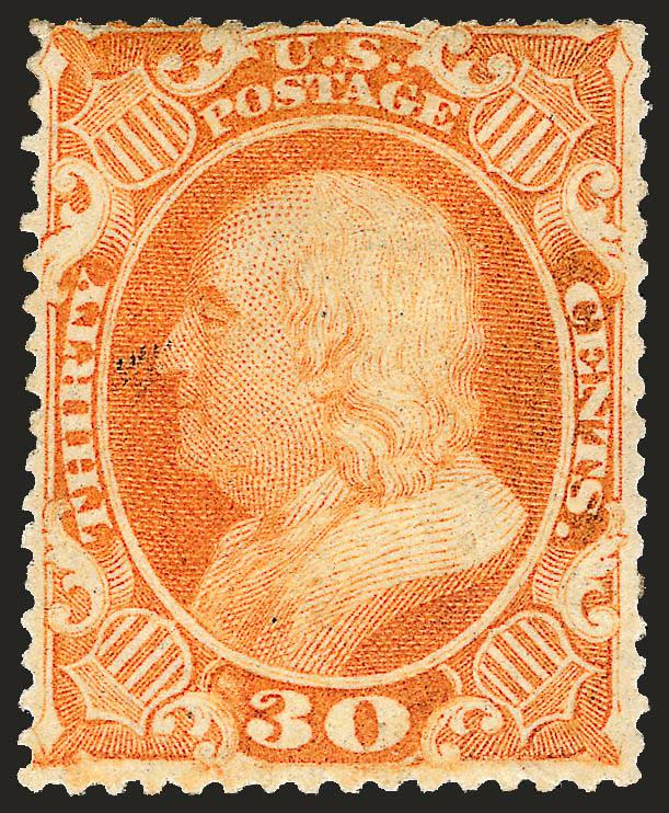 30c Orange (38).> Slightly disturbed original gum described on accompanying certificate as original gum, vibrant color, Fine, with 1986 P.F. certificate