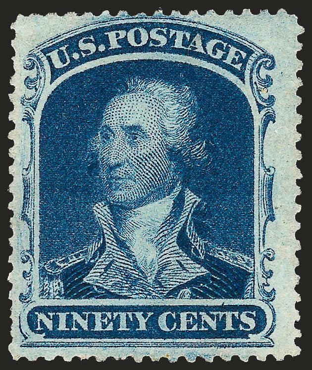 90c Blue (39).> Unused (no gum), rich color, few trivial nibbed perfs at bottom left, Fine