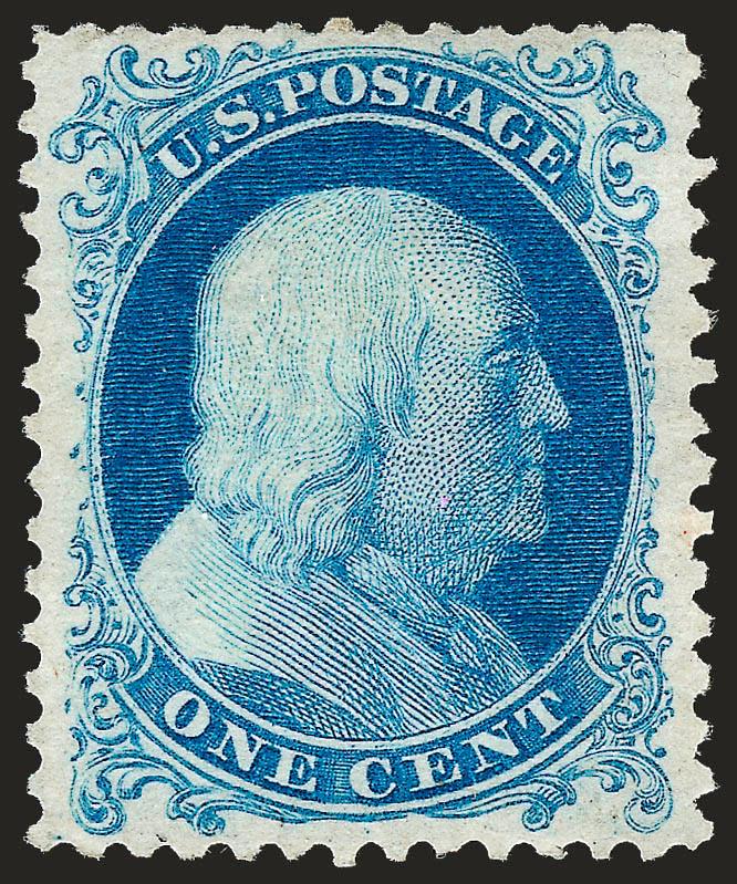 1c Bright Blue, Reprint (40).> Without gum as issued, bright color, well-proportioned margins, Very Fine and choice, with 1986 P.F. certificate