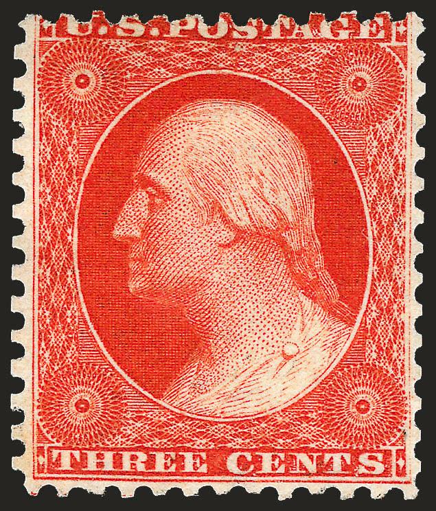 3c Scarlet, Reprint (41).> Without gum as issued, intense shade and impression, reperfed at right, Fine appearance, only 479 sold, with 1987 P.F. certificate