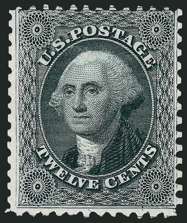 12c Greenish Black, Reprint (44).> Without gum as issued, fresh and bright, Fine, with 1992 P.F. certificate, only 489 issued