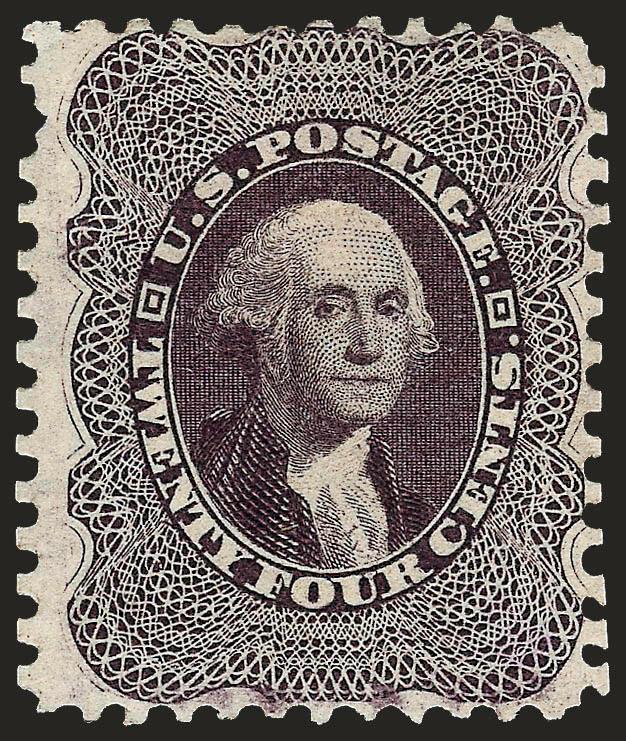 24c Blackish Violet, Reprint (45).> Without gum as issued, intense shade and impression, single pulled perf at top left, otherwise Fine, only 479 sold