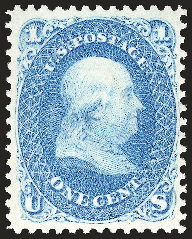 1c Blue (63). Mint N.H.,> intense shade on brilliant paper, Very Fine and choice, with 1999 P.F. certificate, Scott Retail as hinged
