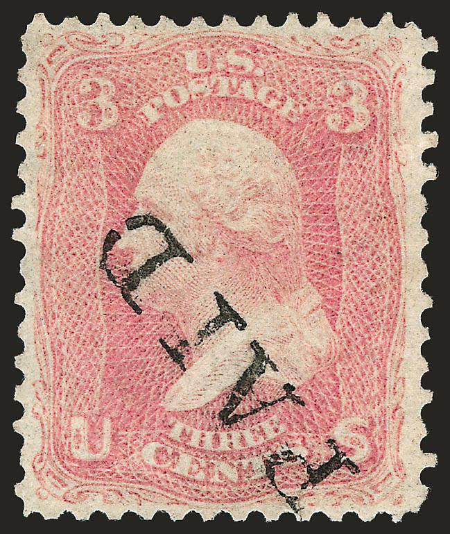 3c Pink (64).> Brilliant color, well-struck <Paid> cancel, barely noticeable creases at bottom, appears Very Fine, with 1987 P.F. certificate