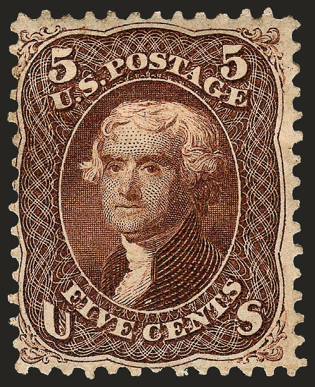 5c Red Brown (75).> Original gum, deep rich color, detailed impression, Fine, scarce in sound original-gum condition, with 1986 P.F. certificate