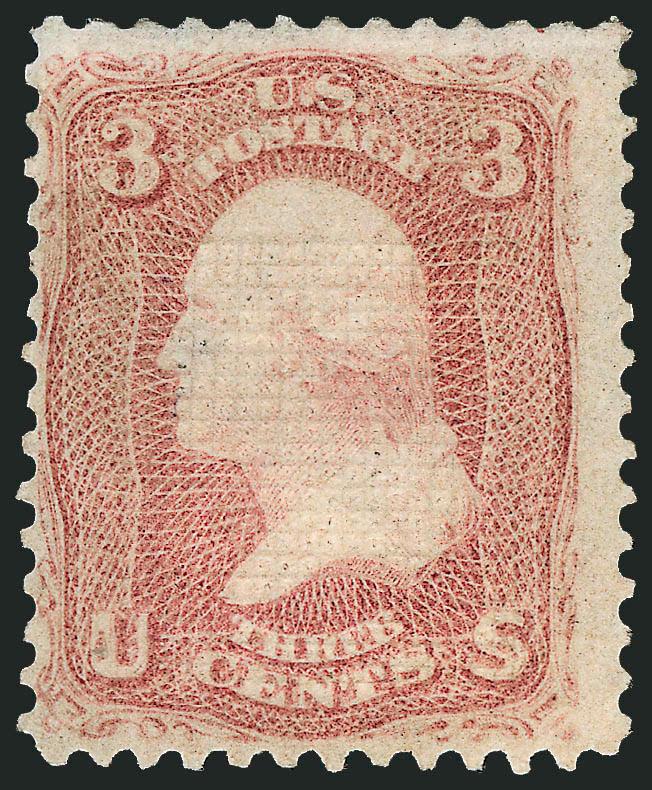 3c Rose, C. Grill (83).> Original gum, reasonably light hinging, centered to left, perfs clear, Fine, very scarce, with 1999 P.S.E. and 2004 P.F. certificates