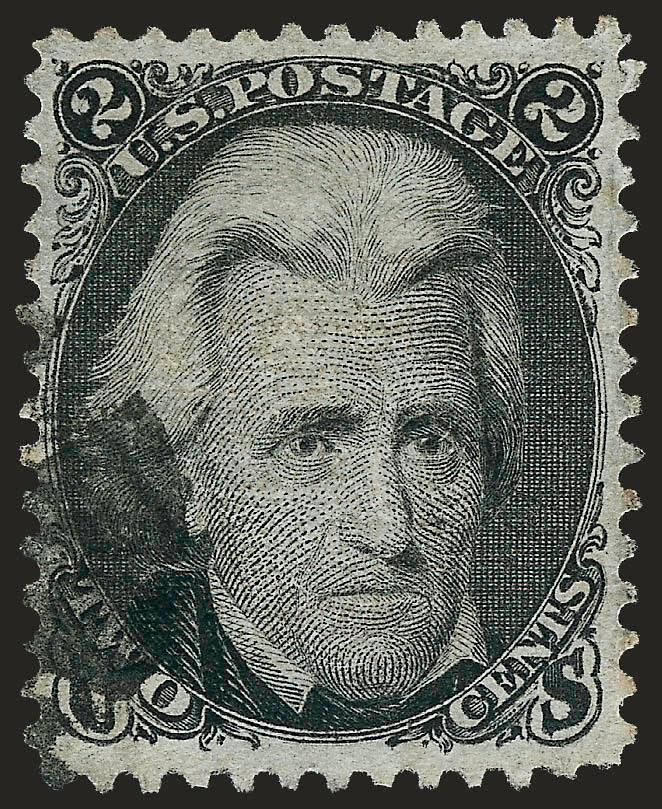 2c Black, Z. Grill (85B).> Magnificent margins and centering for this difficult grill issue, face-free corner cancel at bottom left, Extremely Fine, with 2008 P.F. certificate (VF-XF 85 SMQ $2,550.00)