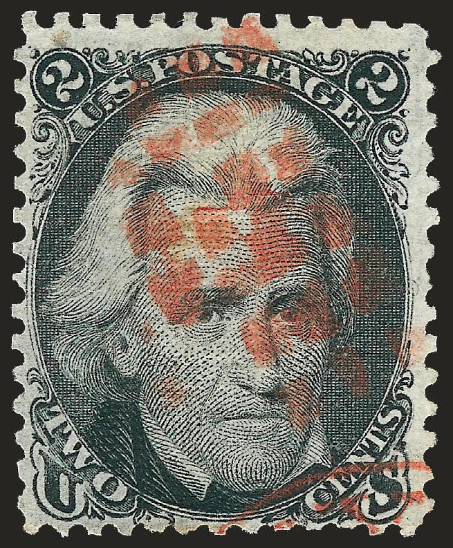 2c Black, Z. Grill (85B).> Intense shade and impression nicely complemented by <red segmented cork> cancel, small toned spot at center not mentioned on accompanying certificate, appears Fine, with 1986 P.F.
certificate