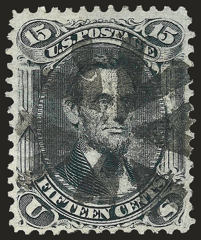 15c Black, E. Grill (91).> Bright shade, bold strike of circle of Vs cancel, clear grill, Very Fine