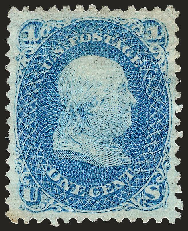 1c Blue, F. Grill (92).> Unused (no gum), bright shade, choice centering with wide margins, trivial corner perf crease at top right not mentioned on accompanying certificate, Extremely Fine appearance, with
1987 P.F. certificate