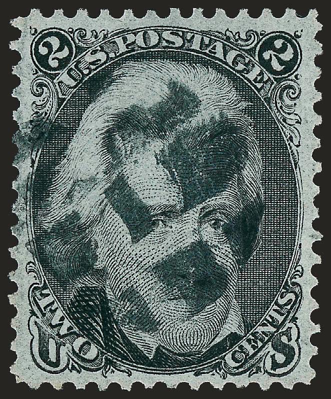 2c Black, F. Grill (93).> Gorgeous centering with wide margins, detailed impression, well-struck segmented cork cancel, Extremely Fine Gem, a beautiful stamp, with 2004 P.S.E. certificate (XF-Superb 95 SMQ
$930.00)