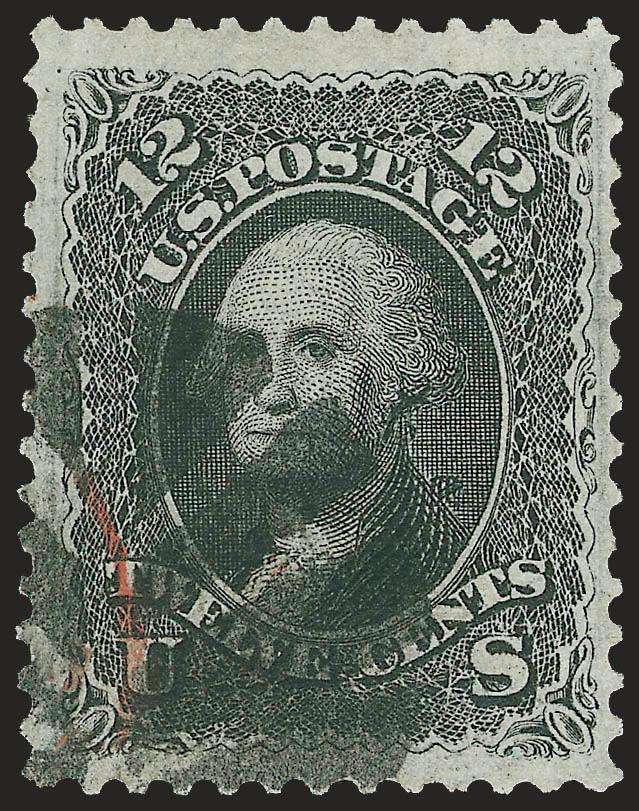 12c Black, F. Grill (97).> Jumbo margins, crisp impression, bold cork cancel with trace of red transit at bottom left, Extremely Fine, with 1995 P.F. certificate