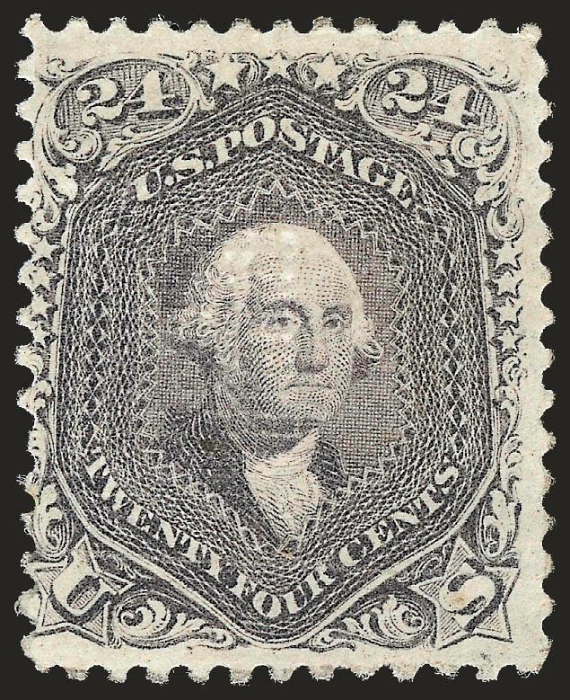 24c Gray Lilac, F. Grill (99).> Original gum, lightly hinged, clearly-defined grill, light horizontal crease at bottom, small toned spot on back not mentioned on accompanying certificate<><>^FINE APPEARANCE. AN
ATTRACTIVE ORIGINAL-GUM EXAMPLE OF TH