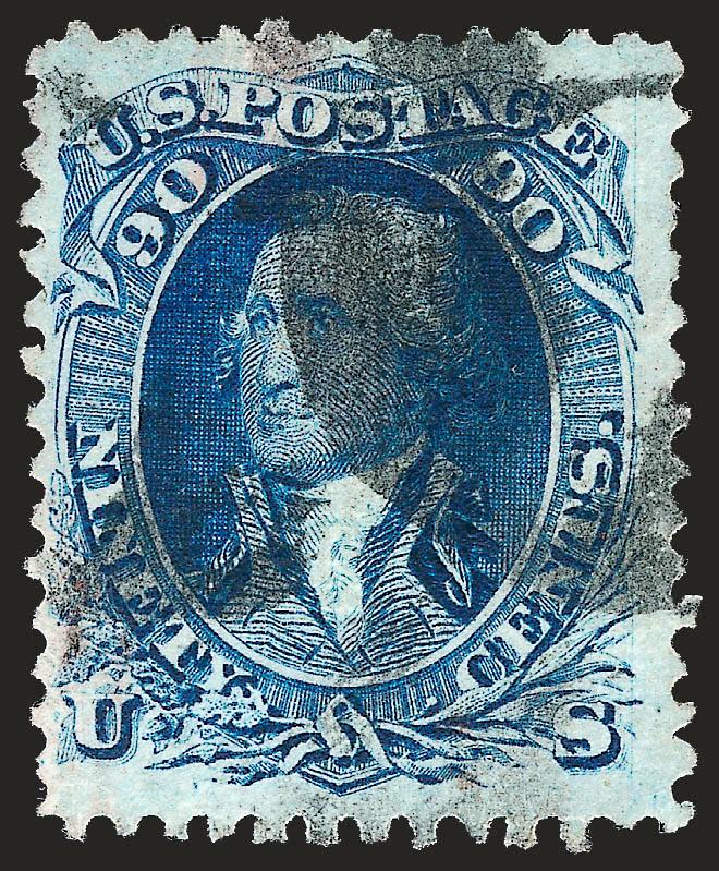 90c Blue, F. Grill (101).> Rich color, clear grill, bold cork cancel, fresh and Fine