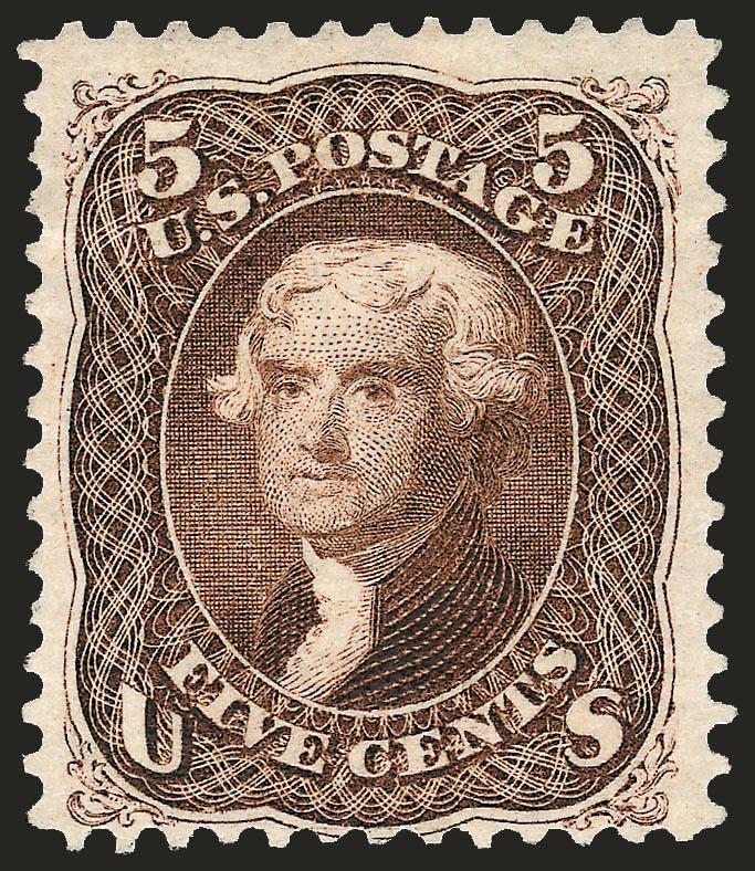 5c Brown, Re-Issue (105).> Unused (no gum), bright color, tiny thin spots at top, appears Fine, only 672 were sold, with 1998 P.F. certificate