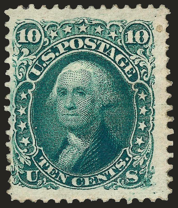 10c Green, Re-Issue (106).> Unused (traces of original gum), deep rich color, small repair at bottom left is not readily apparent, tiny gum soak at top right not mentioned on accompanying certificate, appears
Fine, with 1998 P.F. certificate, Scott R